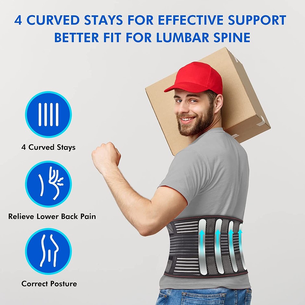 Adjustable Back Support Brace for Lower Back Pain Relief Sciatica Lumbar Belt US