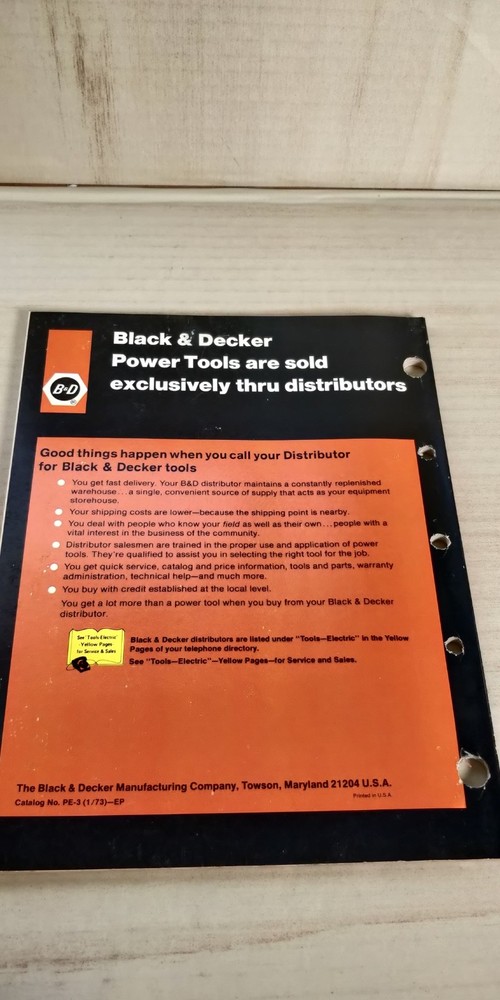 1973 BLACK & DECKER Power Tools Electrical Catalog C1