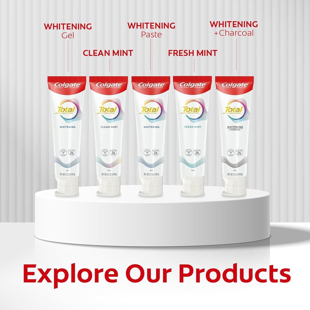 Colgate Total Active Prevention Whitening Gel Toothpaste with Fluoride, Bulk wit