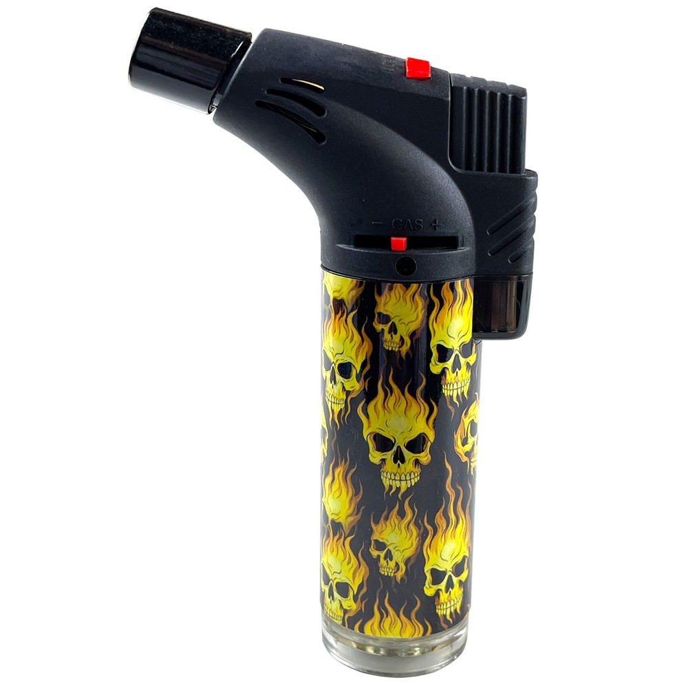 4 Pack Jumbo 4" Single Jet Flame Torch Gun Lighter Refillable Lockable Skeleton