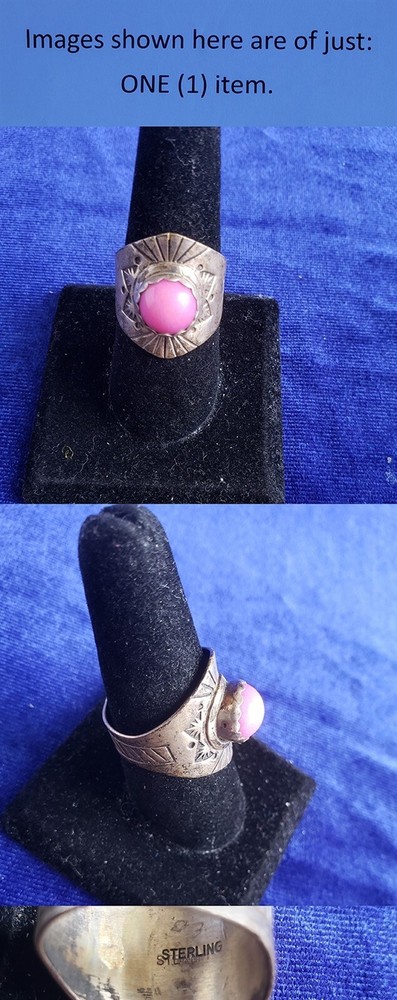 Native Indian E. Bahe EB Signed 925 Silver Rose Quartz Size 9.75 Ring 25ri738