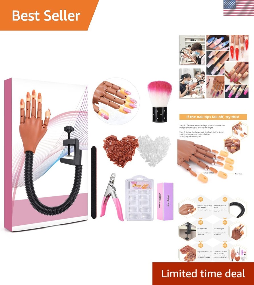 Professional Quality Flexible Nail Mannequin Hand with Complete Practice Tools