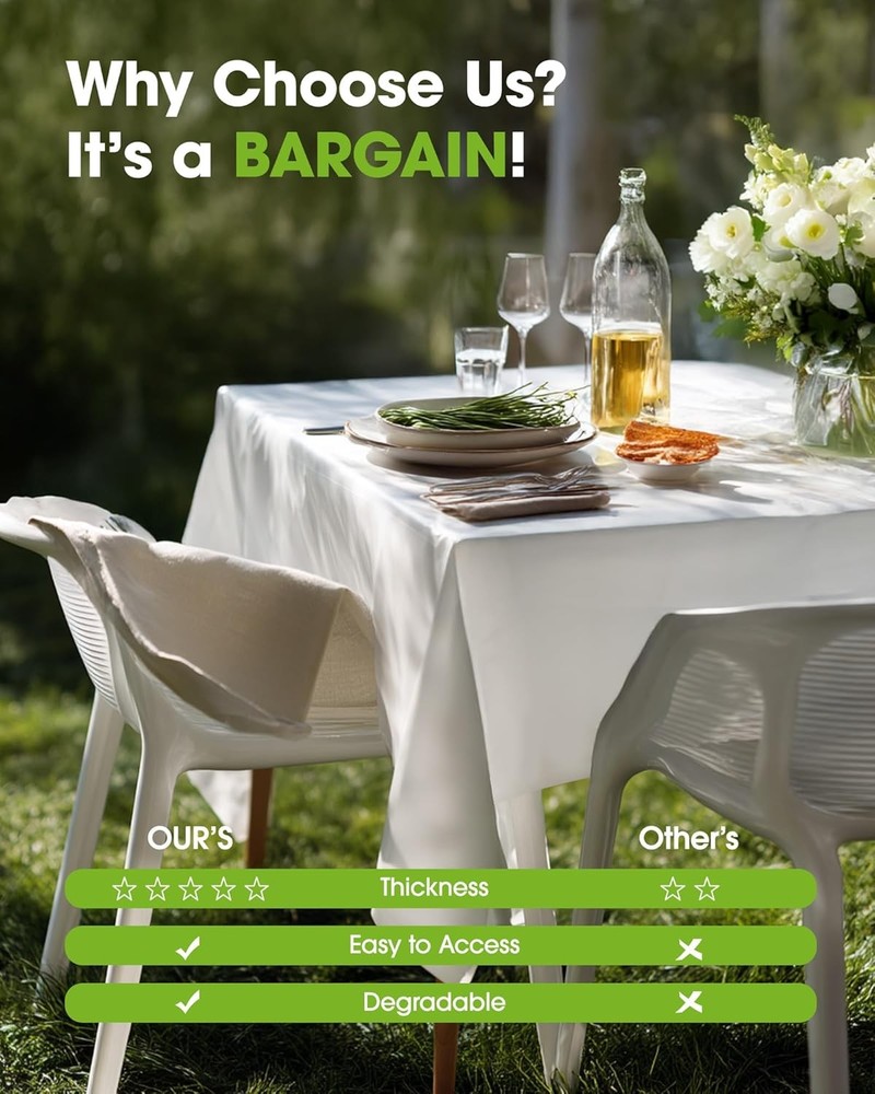 Disposable Plastic Table Cloth Leakproof White