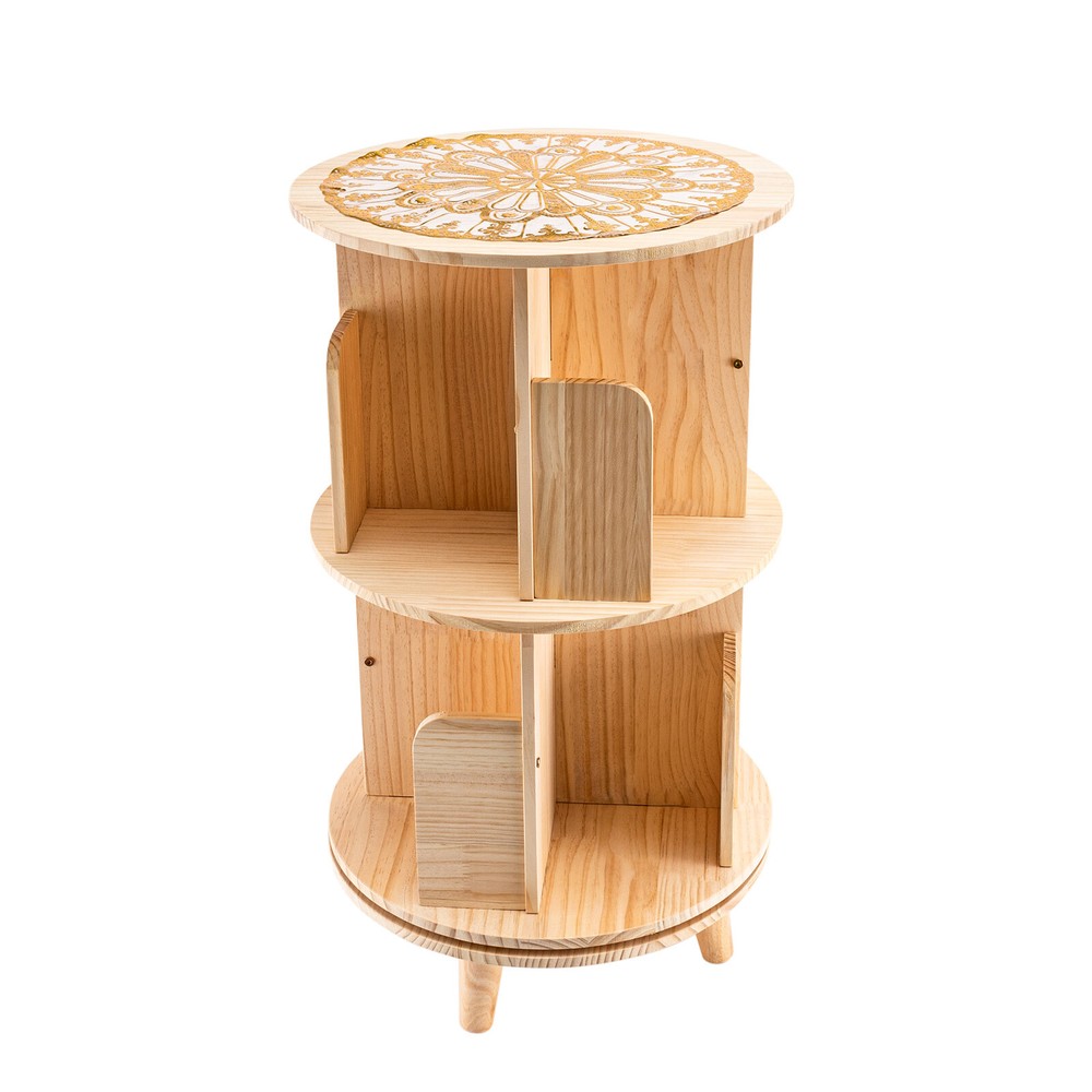 360 Rotating Bookshelf 2 Layer Display Rack Floor Standing BookcaseOrganizer