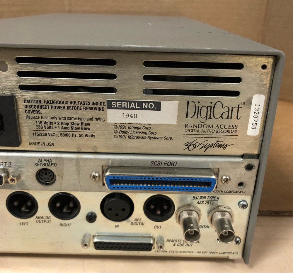 360 Systems Digicart II Hard Disk Random Access Digital Audio Recorder