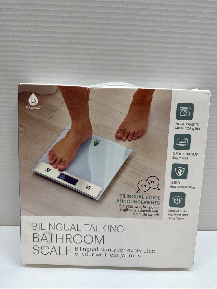 Pursonic - Bilingual Talking Bathroom Scale White