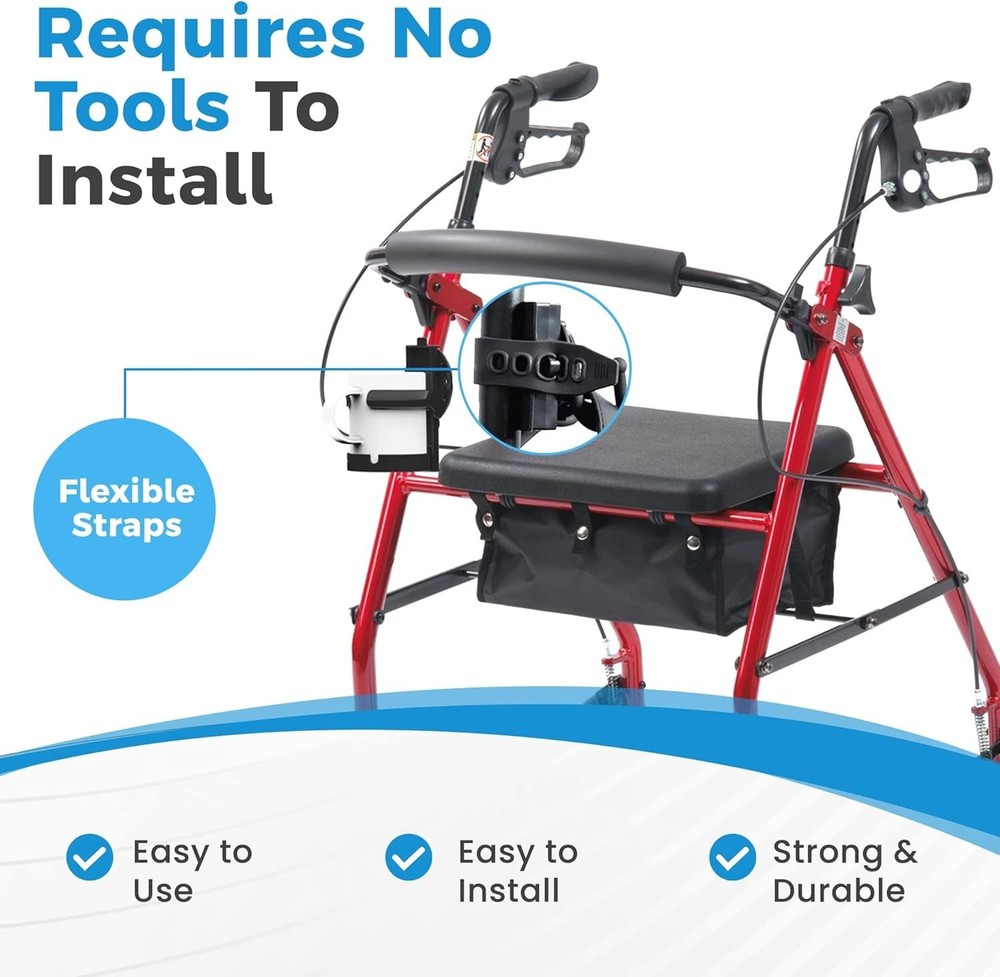 Adjustable Mobility Cup Holder for Wheelchairs - Easy Install & Foldable Design