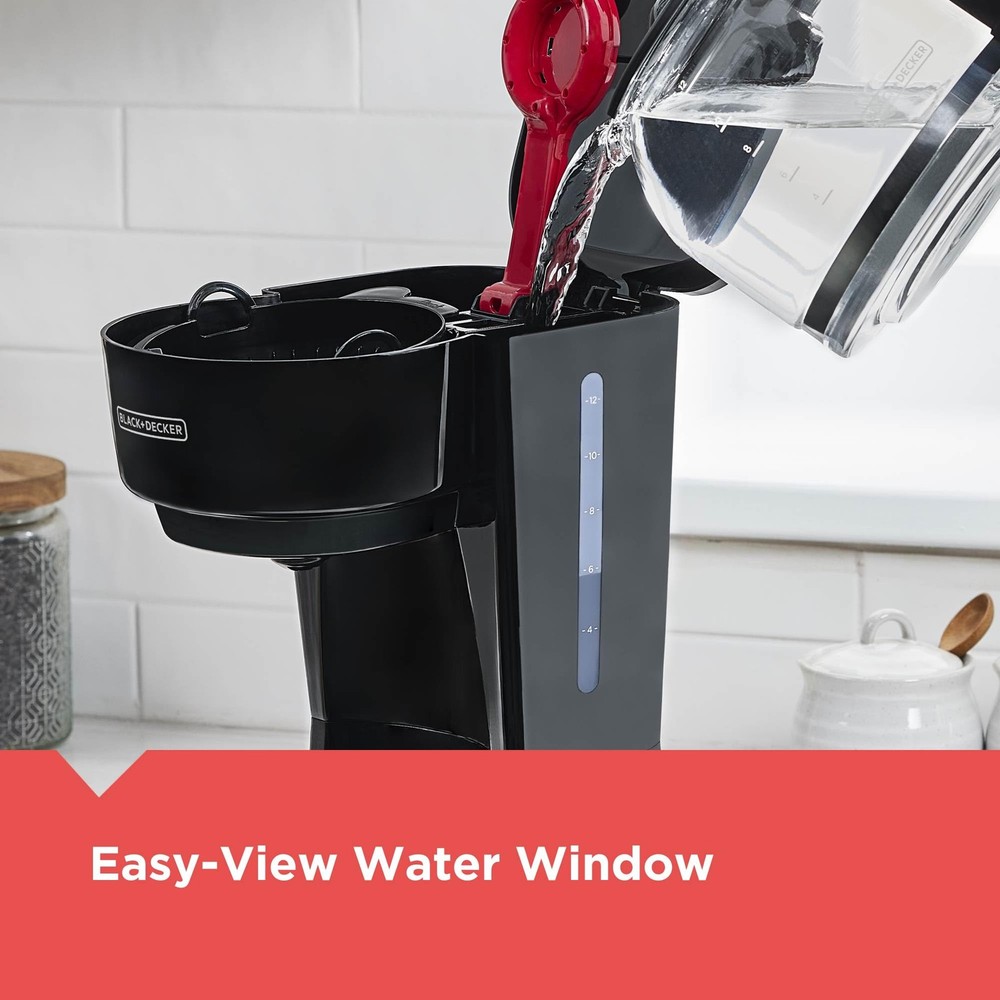 BLACK+DECKER 12-Cup Coffee Maker with Easy On/Off Switch, 12-Cup, Black