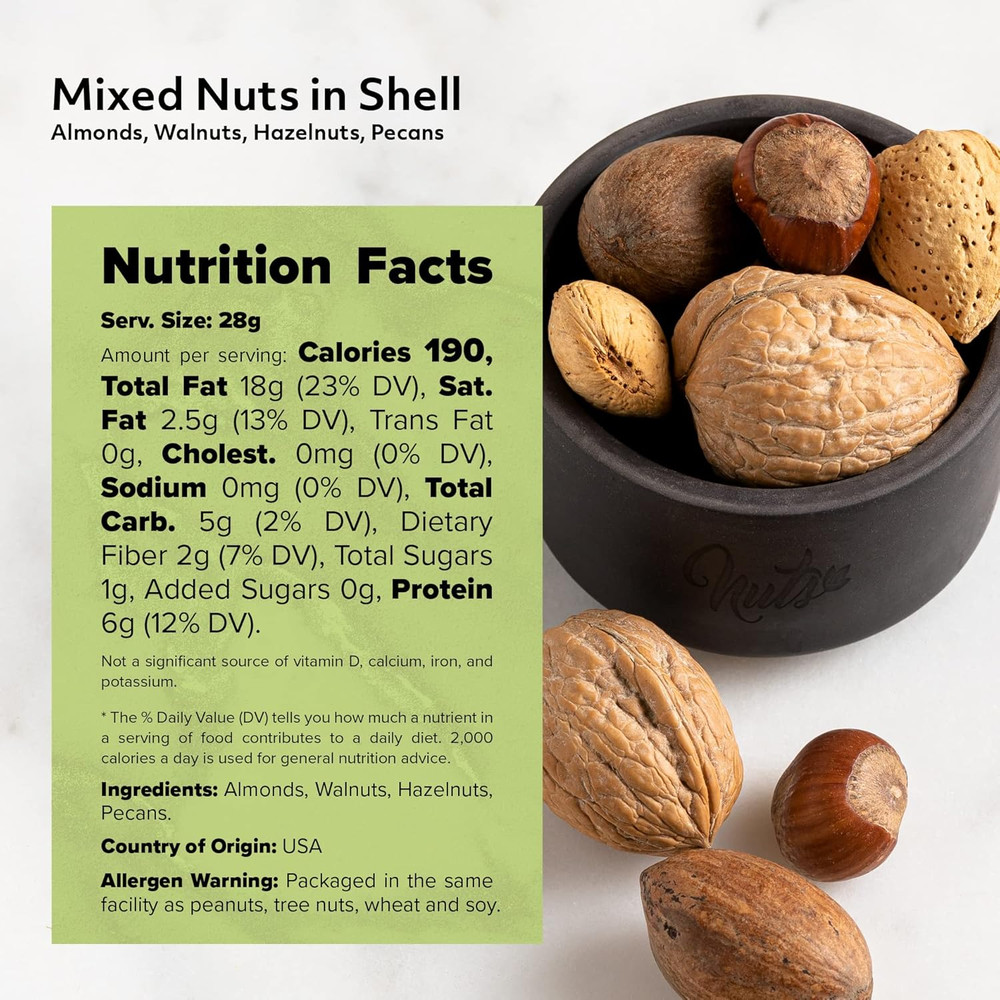 NUTS U.S. – Mixed Nuts in Shell (Almonds, Walnuts, Hazelnuts, Pecans) | No Added