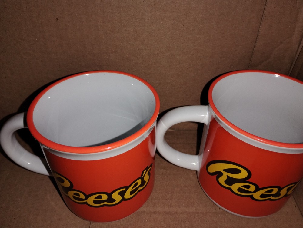 lot 2 reese's hersheys cups mugs orange basic stoneware