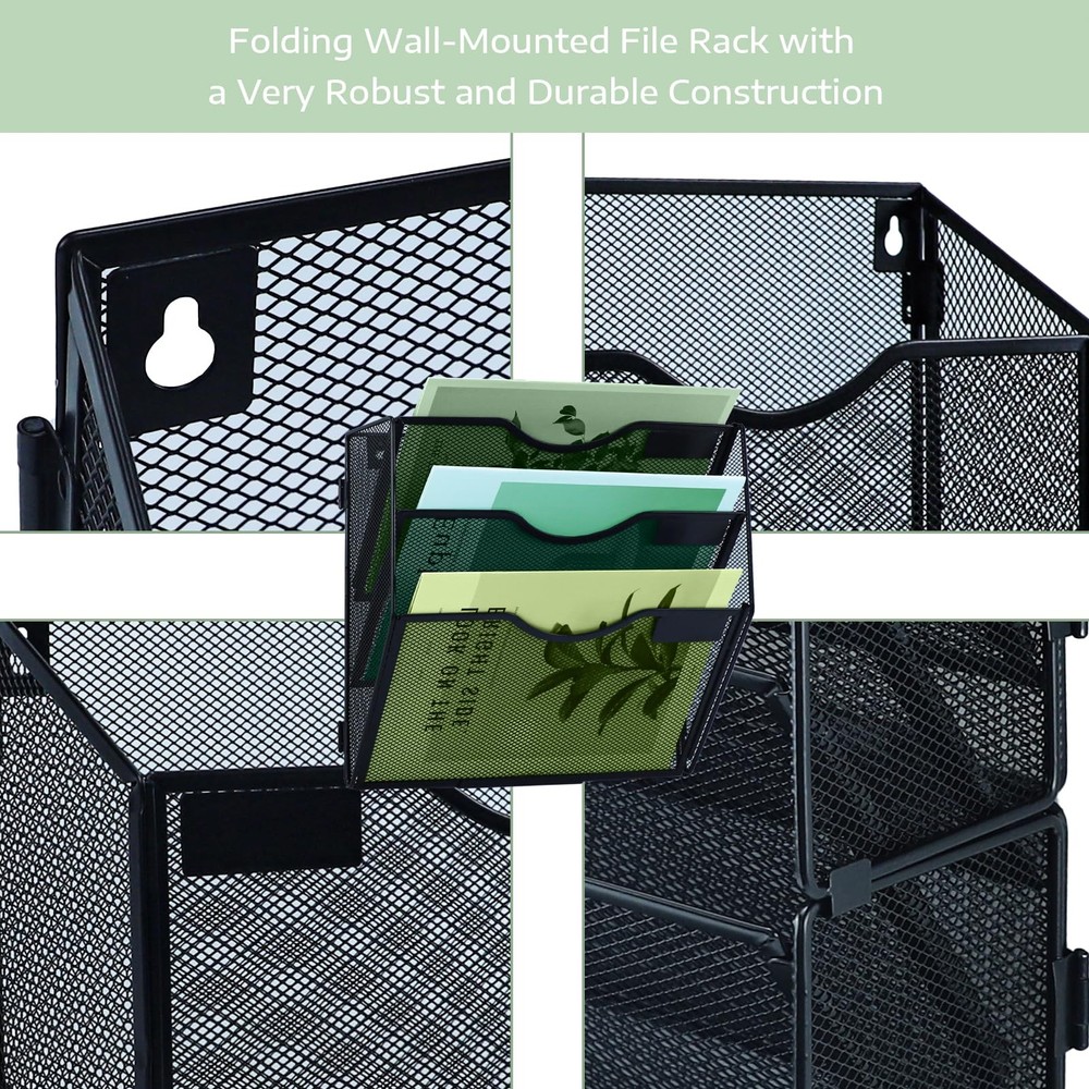 IOUGDSEC 3 Tier Mesh Hanging File Organizer Vertical Wall 3