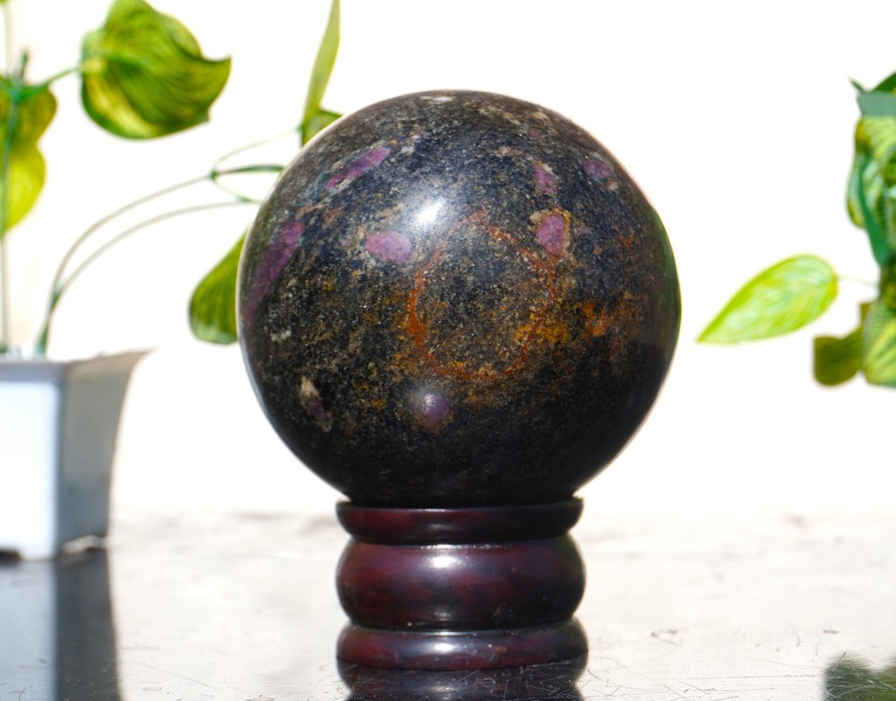 Large 100MM Pink Ruby Biotite Stone Healing Mineral Metaphysical Sphere Ball