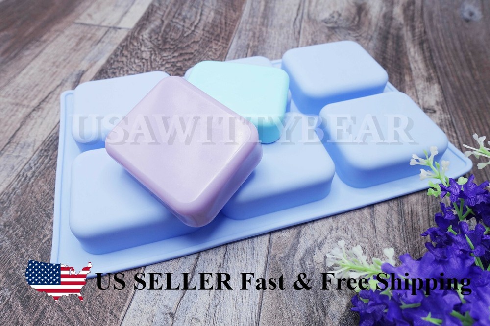 2-Pack Rounded Edge Rectangle Silicone Soap Making Molds DIY Cake Bakeware