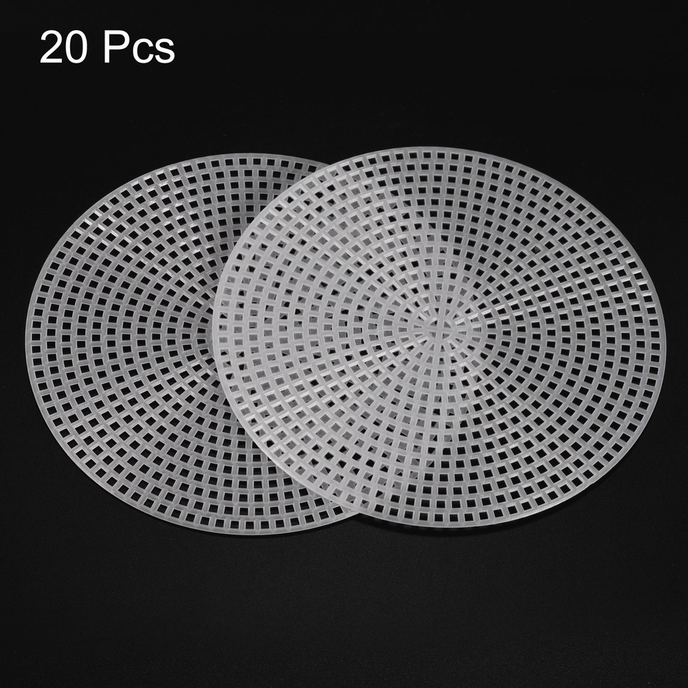 20 Pack Round Plastic Canvas Mesh Sheets 4.53" White Circle Blank Mat