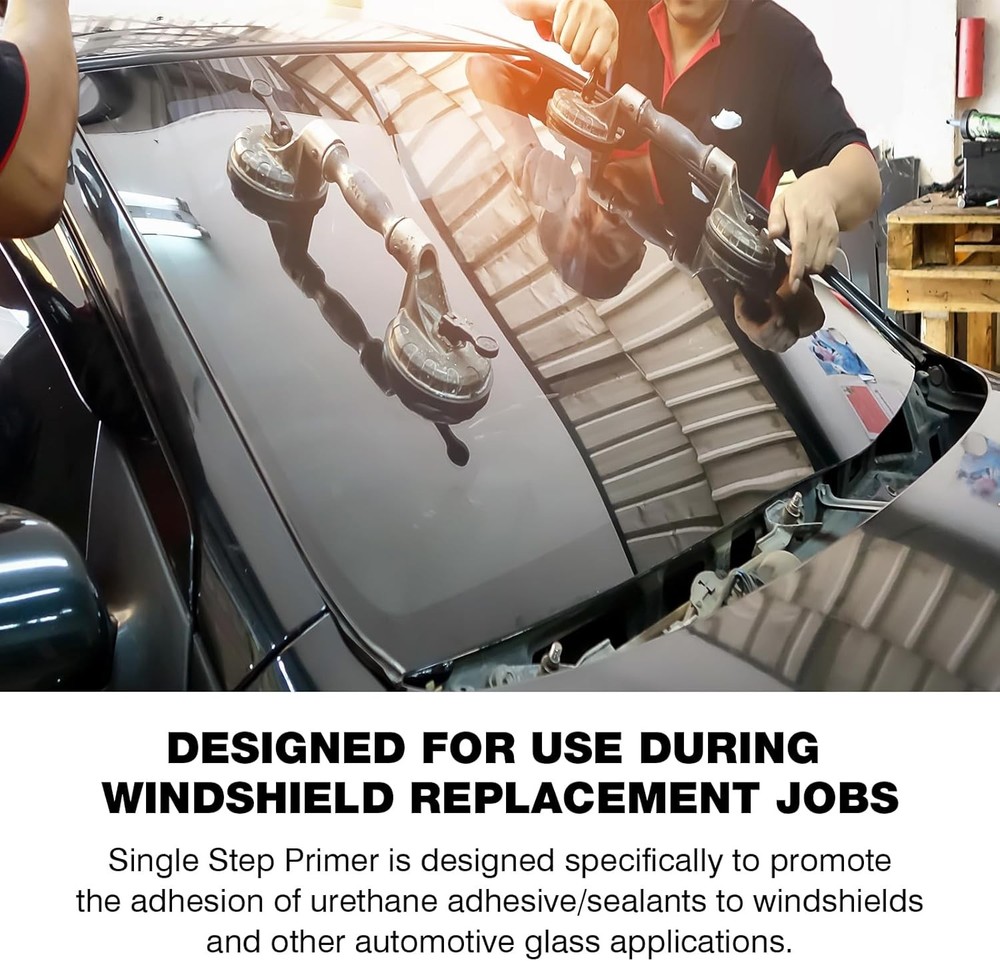 Single Step Primer for Windshield Replacement - 1.7 Fl Oz (Pack of 1), Black