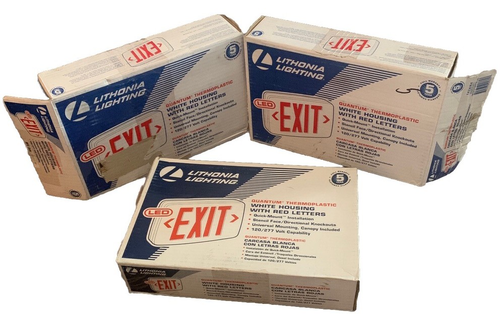 EXIT Lithonia Lighting Quantum Thermoplastic Led Emergency Red White Housing (3)