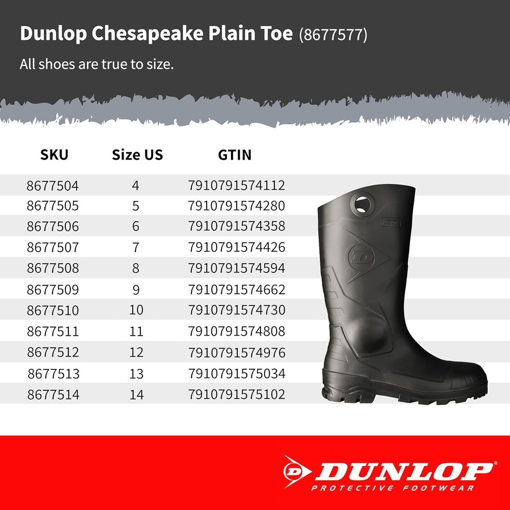 DUNLOP Protective Footwear, Chesapeake plain toe Black Amazon, 100%...