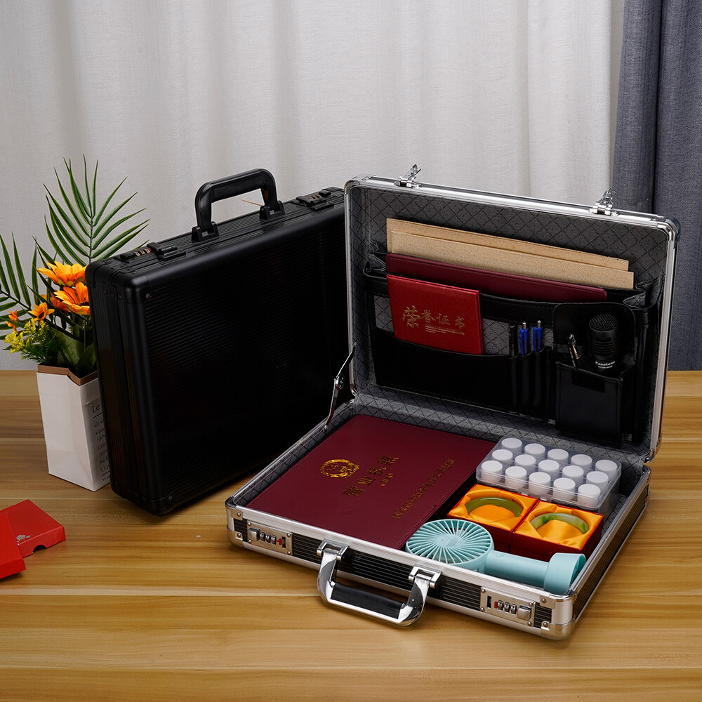 17 inch Aluminum Storage Box with Combination Lock Briefcase Security Case