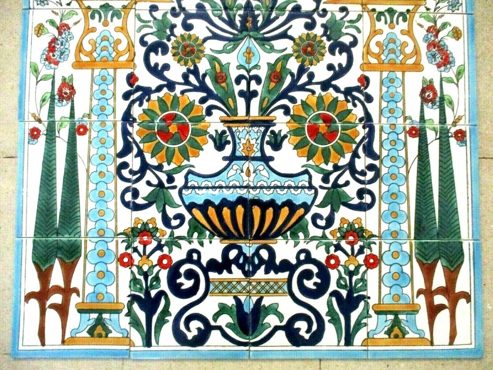 24" x 36" Hand painted Ceramic tile art panel Mosaic wall mural Backsplash