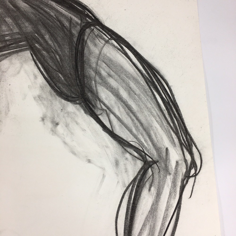 Kip Gresham Unsigned Original Charcoal Drawing Gymnast Curwen Archive #15