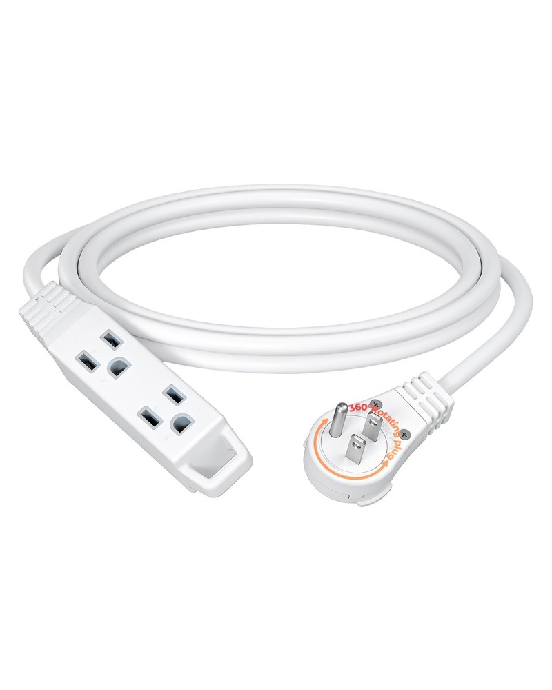 DEWENWILS 10FT Flat Plug Power Strip, 3 Outlets Space Saving Rotating Plug