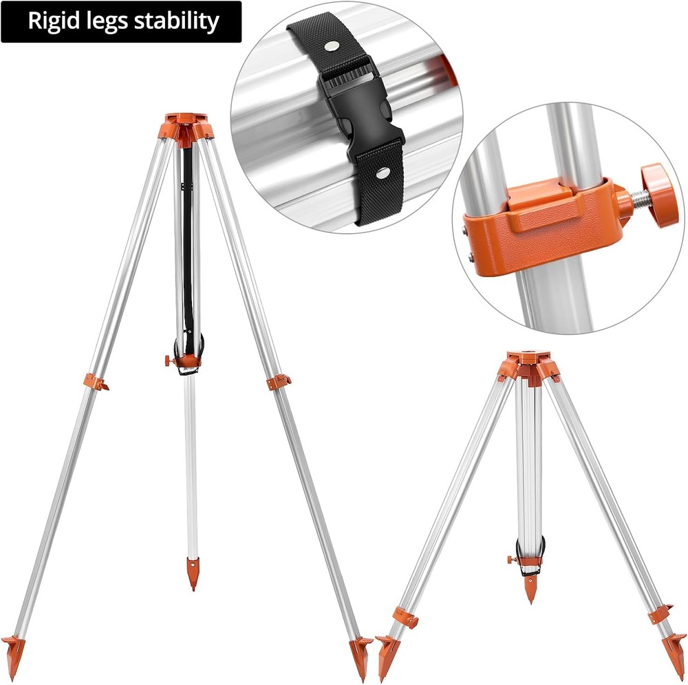 Heavy Duty Aluminum Survey Tripod - Adjustable Quick Release Contractor Stand