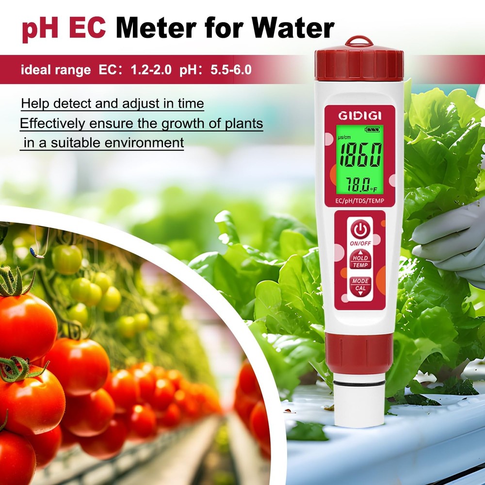pH Meter,Hydroponic Tester, Nutrients ppm Meter with Backlit Display...