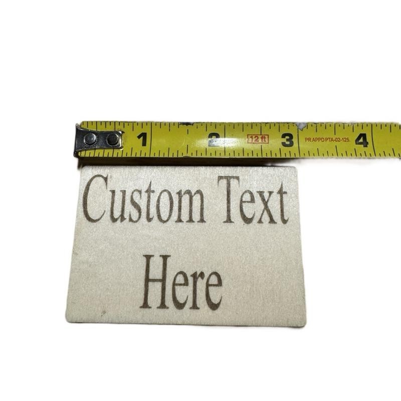 Custom Engraved 3"x2" Basswood Display- Personalized Text & QR Code
