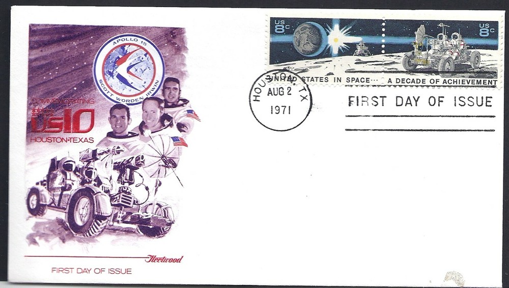 U S #1435b Decade in Space FDC, Set 3 Fleetwood Cachets, 3 Different Postmarks.