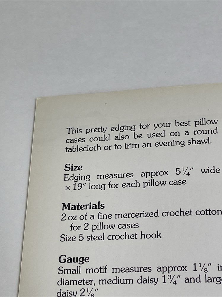 Daisy Edging For Pillow Cases Marshall Cavendish Crochet Pattern