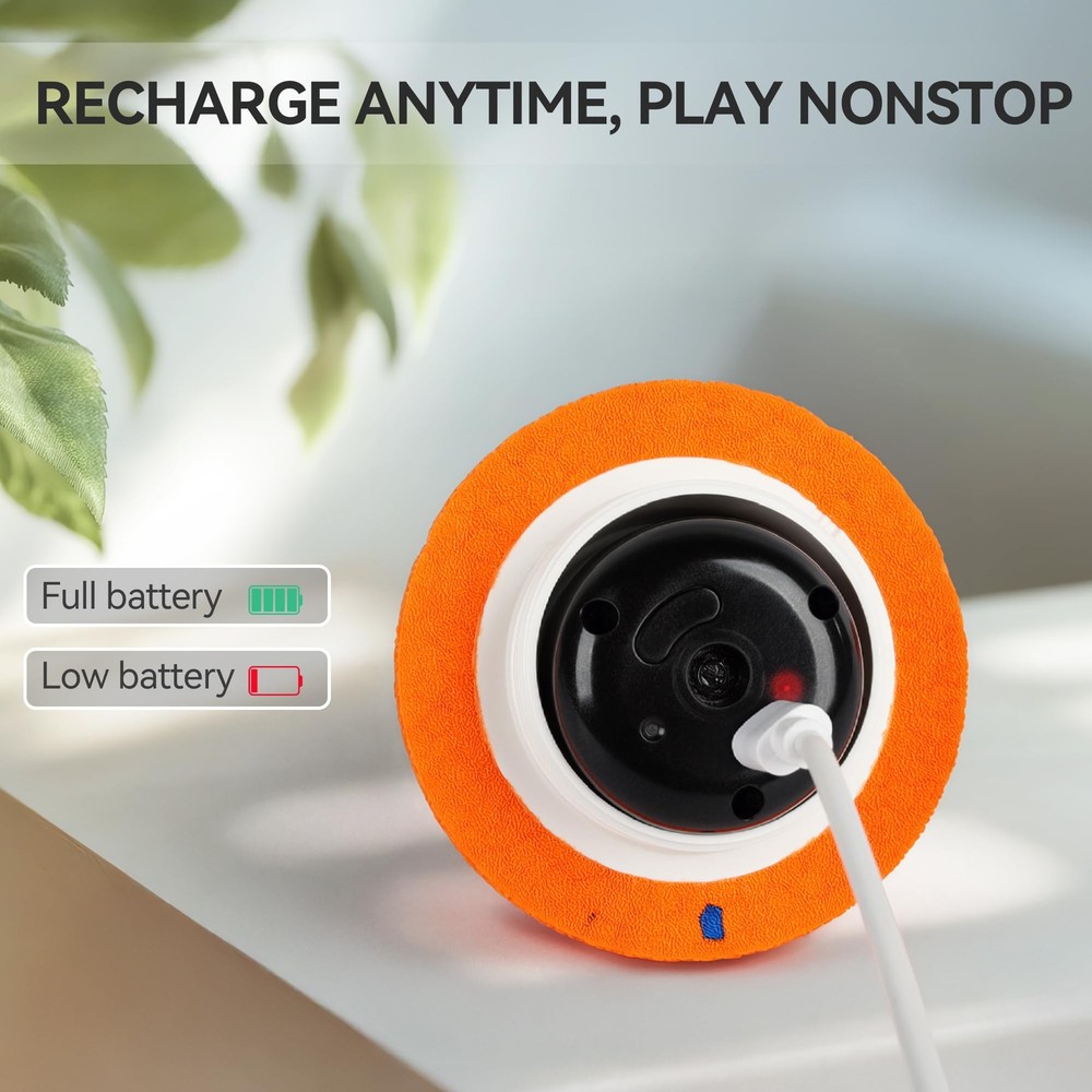 Interactive Dog Toy, Smart Moving Ball with 2 Play Modes, E-TPU Material, USB...
