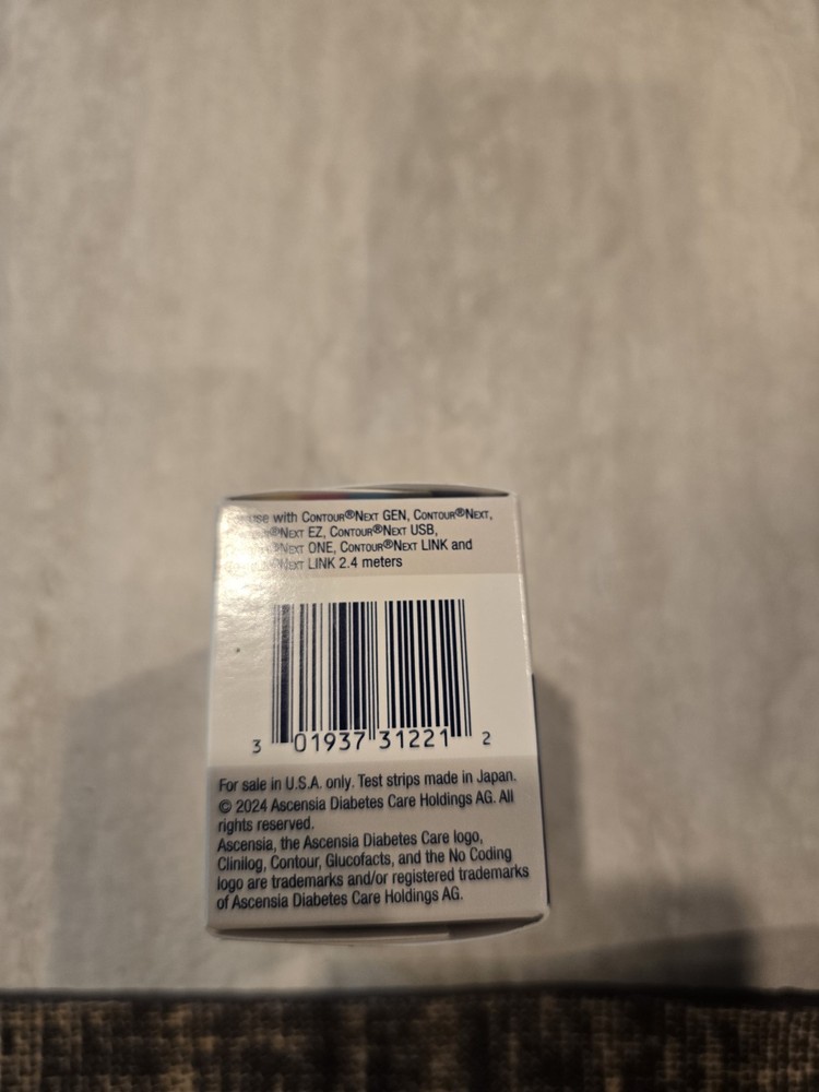 Contour Next 100 Blood Test Strips Exp 07/31/2027