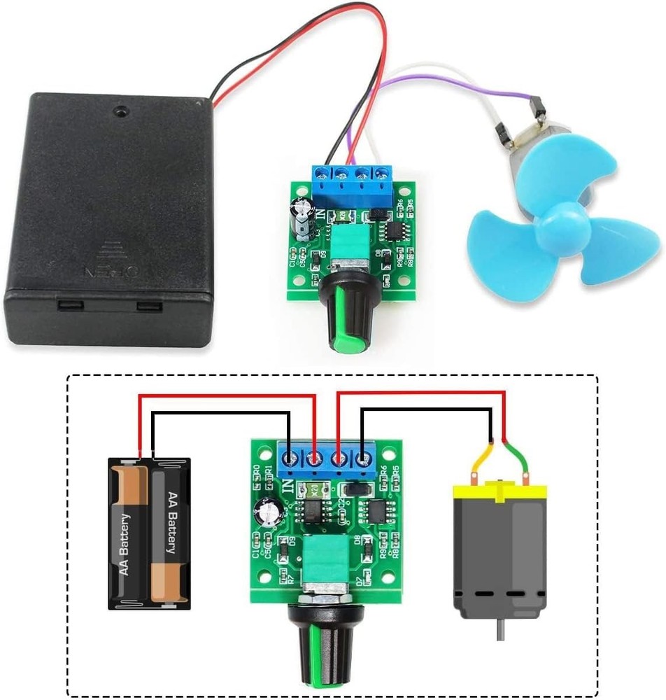 2pcs Adjustable DC Motor Speed Controller with Duty Cycle Control - Green LED