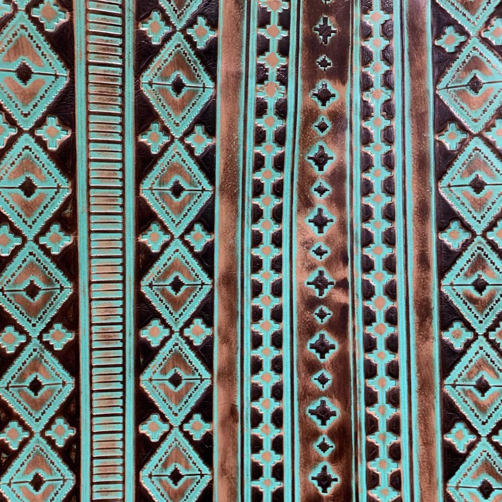 Embossed Leather Navajo Turquoise, Custom Cuts, Leatherworking, Leather Sheets