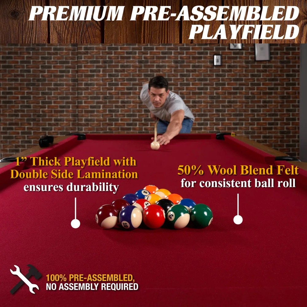 Pool Table (8 ft.) (Dark Brown/Red)