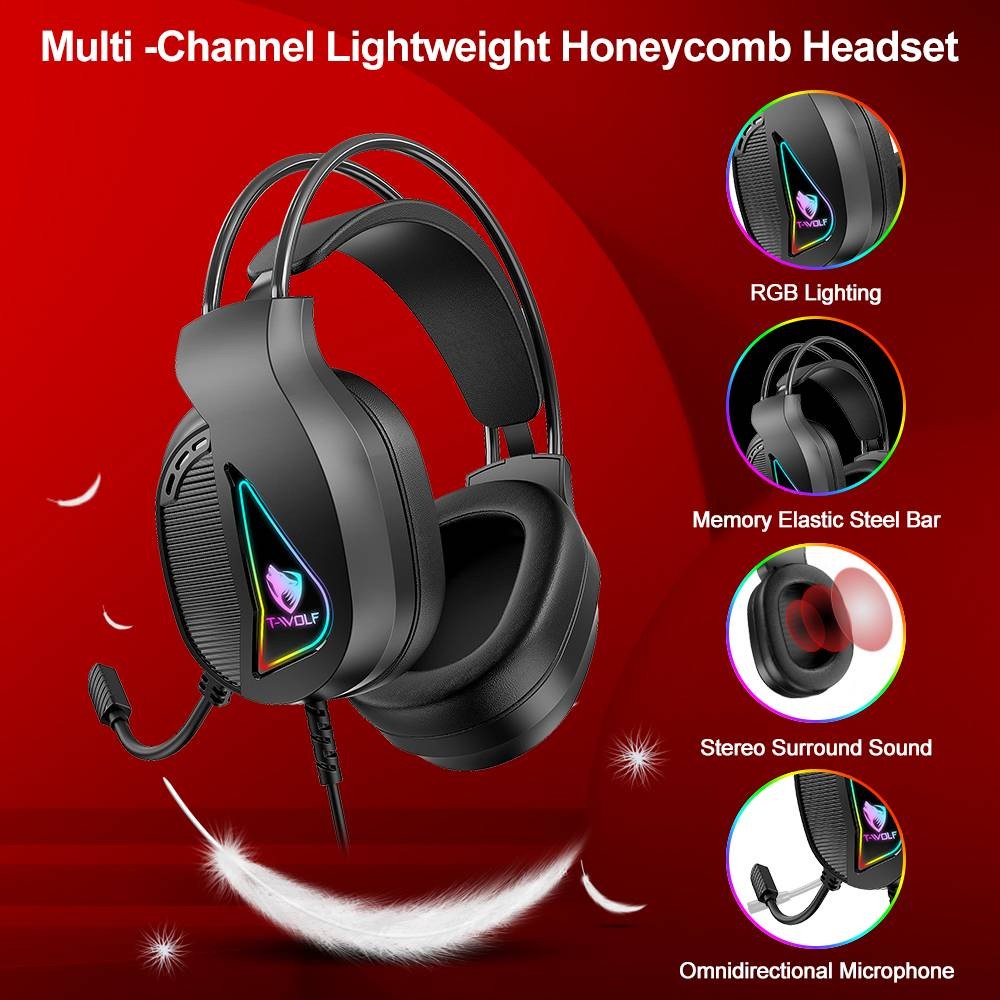 Rainbow LED Gaming Keyboard & Backlit Mouse & Headset Combo for Laptop PC Work