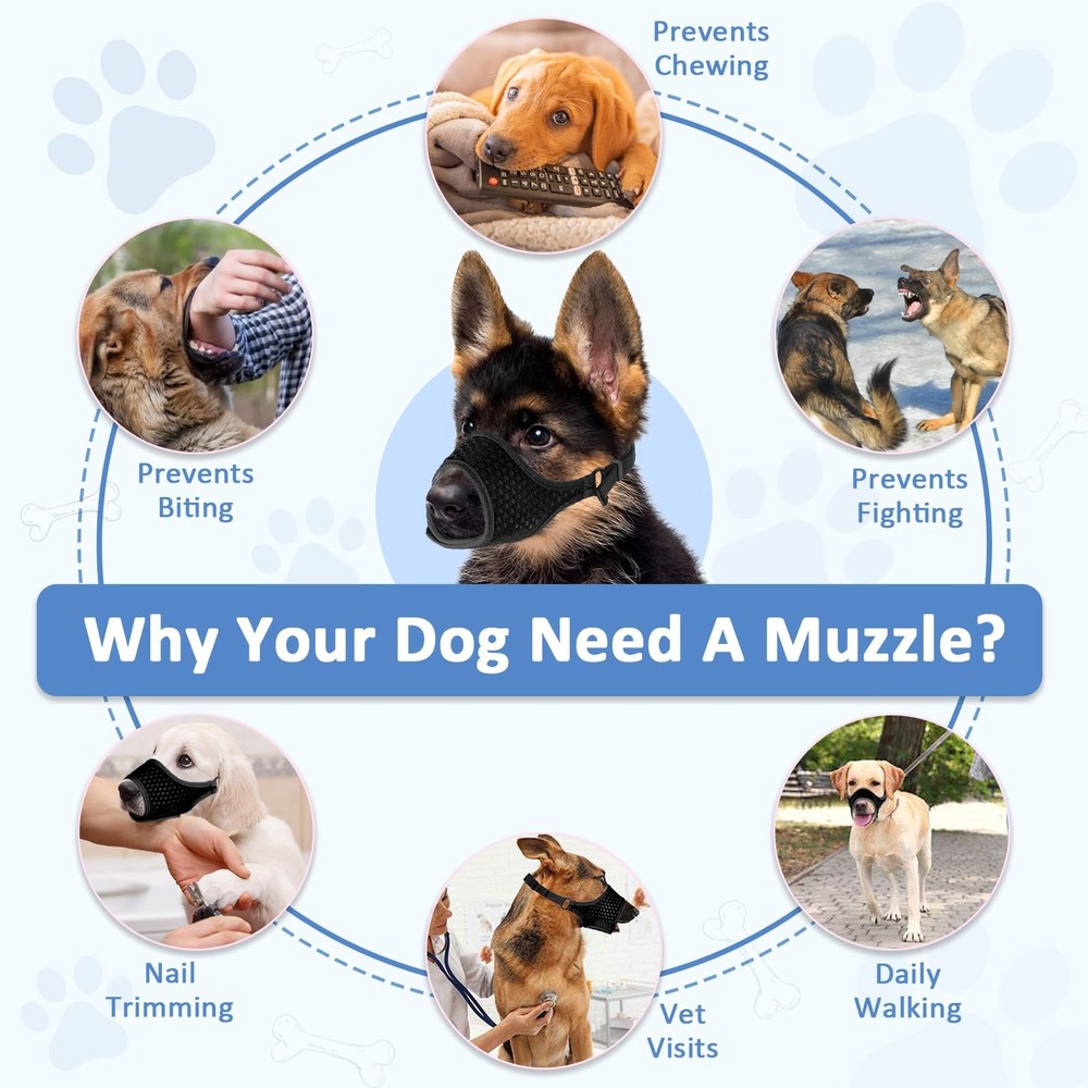 Soft Muzzle for Small Medium Sized Dogs Dog Muzzle to Prevent Biting Chewing ...