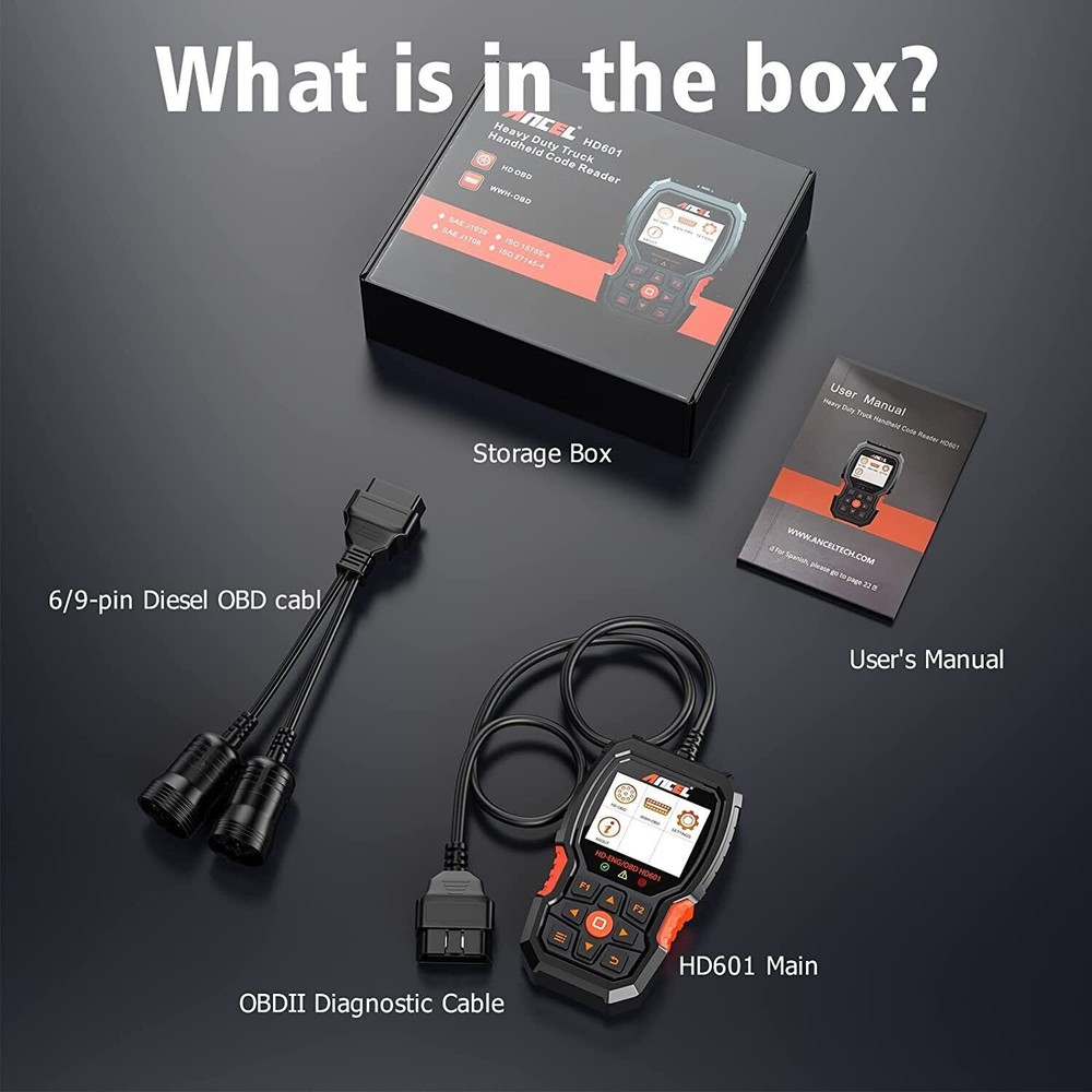 ANCEL HD601 Heavy Duty Truck Diagnostic Scanner Tool Code Reader Reset DPF ABS