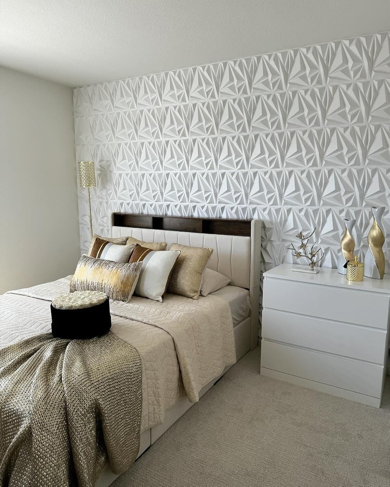 50 Pack 3D Wall Panels for Interior Wall Decor, Modern Diamond Wall Panels