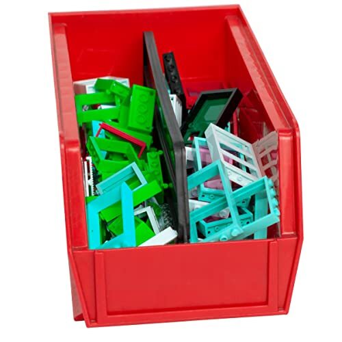 Stackable Plastic Storage Bins 11x4 Red Heavy Duty Organizer 12 Pack
