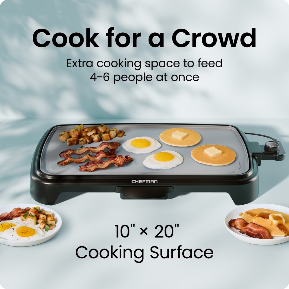 Chefman All-Purpose 10" x 20" Nonstick Extra-Large Griddle - Grey (Open Box)