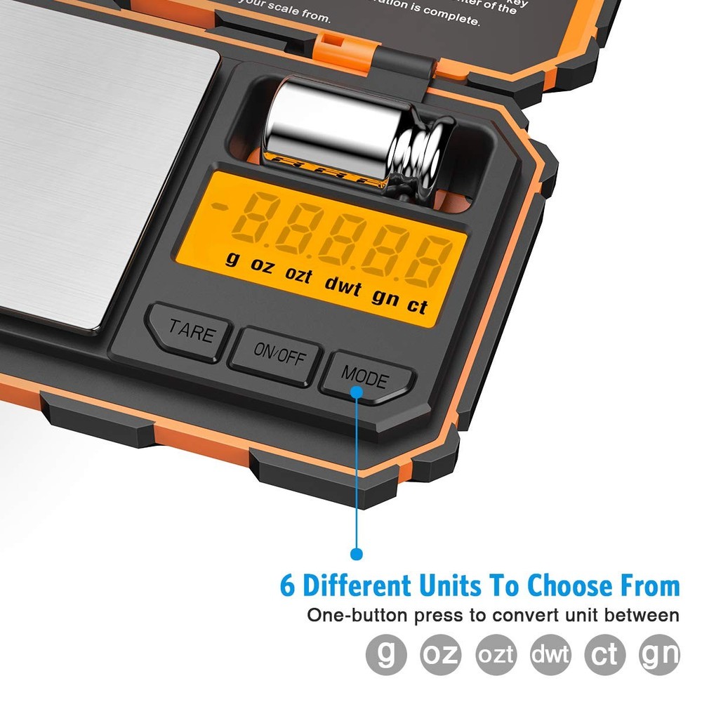 AMIR Digital Pocket Scale, Gram Scale 200g/0.01g, 6 Units Conversion Orange