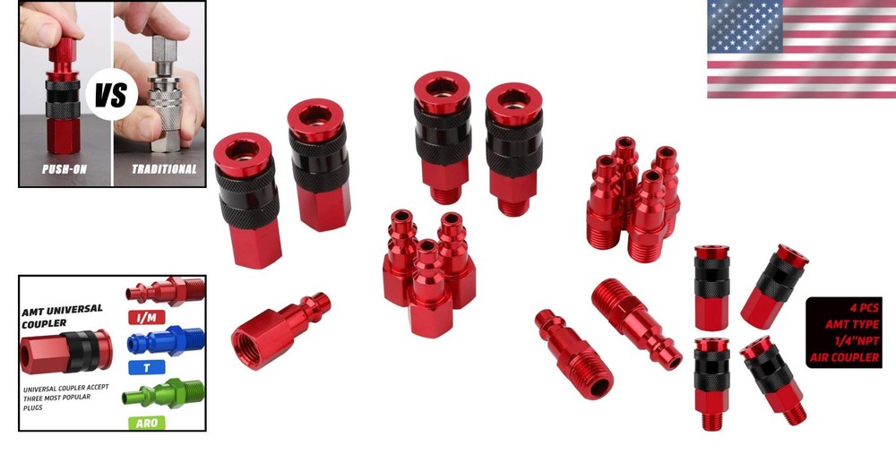Versatile 1/4'' Air Compressor 14-Piece Accessories Kit - Quick Coupling System