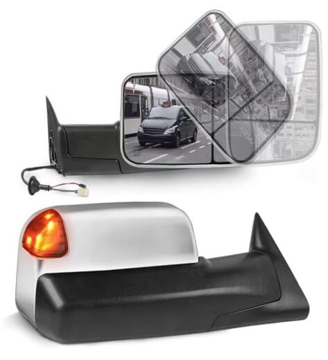 Left and Right Mirrors Compatible with Dodge Ram 1998-2002 Chrome Turn Light