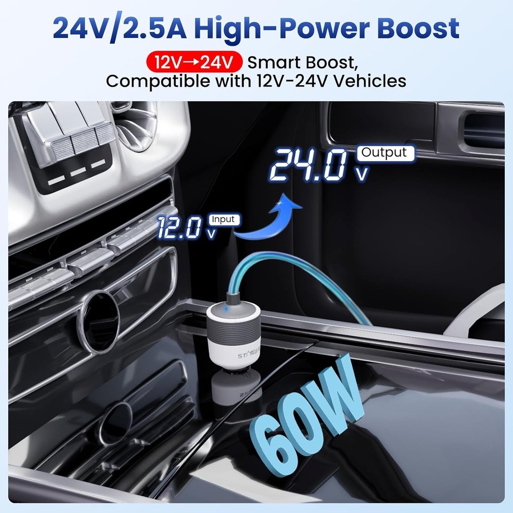Compact 24V DC Step Up Converter for Car Cigarette Lighter