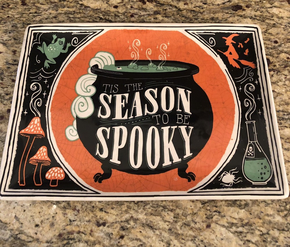 Certified International Scaredy Cat Rectangular Ceramic Halloween Platter