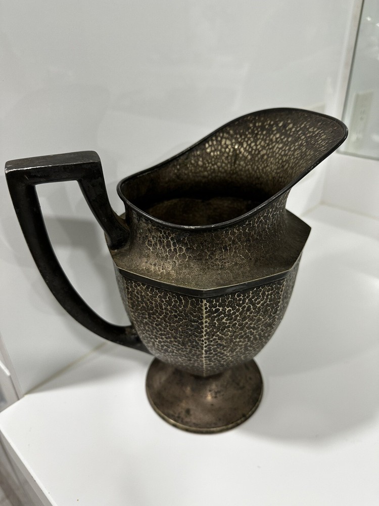 Antique Silverplated Water Hand Hammered Pitcher Jug