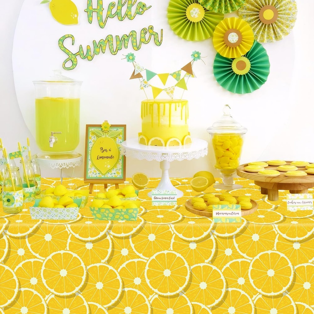 4 Pack Lemon Tablecloth Lemons Summer Party 86" x 51" (Rectangular), Yellow