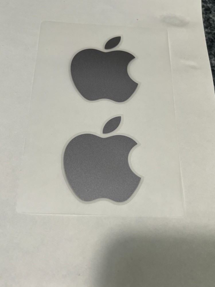 2 Genuine Authentic Apple Stickers-Decals Gray OEM