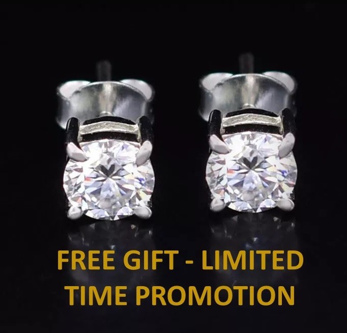 Certified 20 Ct White Diamond Solitaire Ring ! Free Diamond Studs
